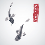 Abstract vector images of fish in the traditional Japanese style