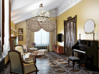 Варианты визуализации гостиной загор. дома