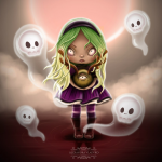 Иллюстрация на тему Хэллуин (делала по уроку)