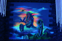 Дизайн интерьера и роспись стен в ресторане в стиле "Аватар"