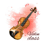 Класс скрипки, вручную нарисованная скрипка