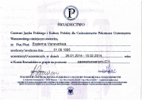 Диплом Варшавского университета о подтверждении уровня С1