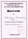 Диплом Олимпиады Польского языка за 2-е место