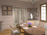 Столовая в доме из клееного бруса