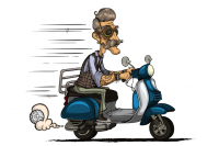 Hipster on scooter