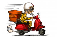 Courier on scooter