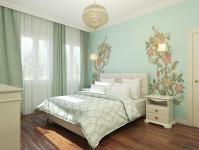 Спальня в загородном доме (вариации с обоями)