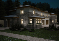 Визуализация коттеджа. Ночное освещение