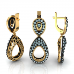 Серьги с двухсторонним подвесным элементом