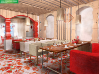 интерьер ресторанного комплекса "вкусно"