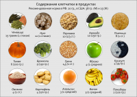 Содержание клетчатки в продуктах питания