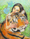 Обняла кота.