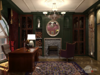 Дизайн и визуализация интерьера загородного дома. Кабинет