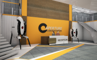 Холл ТЦ в стилистике игры Portal 2