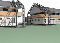 3D-моделирование концепции экстерьера пром.базы. 3/4