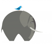 Слон с птичкой. Вектор