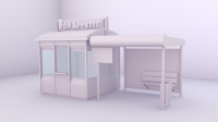 3D макет остановки с кафе "Bon Appetit"