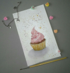 Акварельная food иллюстрация "Кекс"