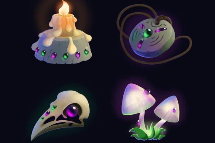 Набор казуальных иконок, пропсы, для игр. Геймдев.