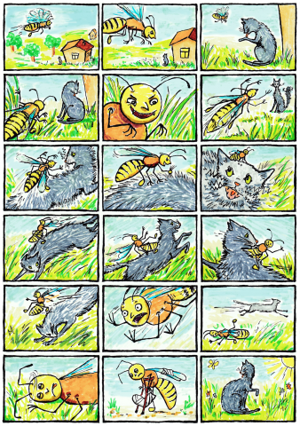 Комикс про шершня и кошку