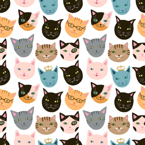 Кошачий паттерн. Для ткани.