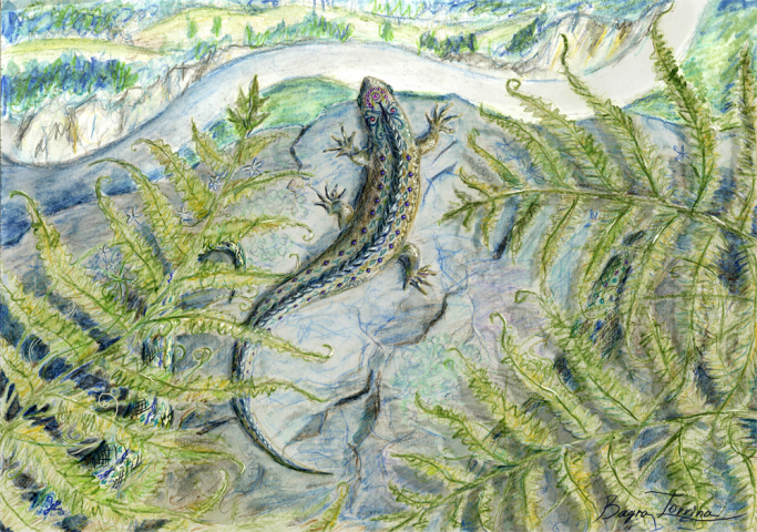 Рисунок "Хозяйка" (смешанная техника)