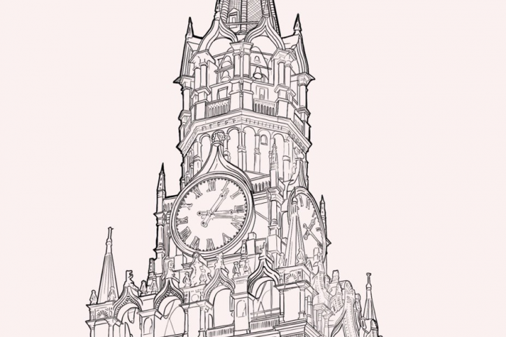 Контурный рисунок Кремль