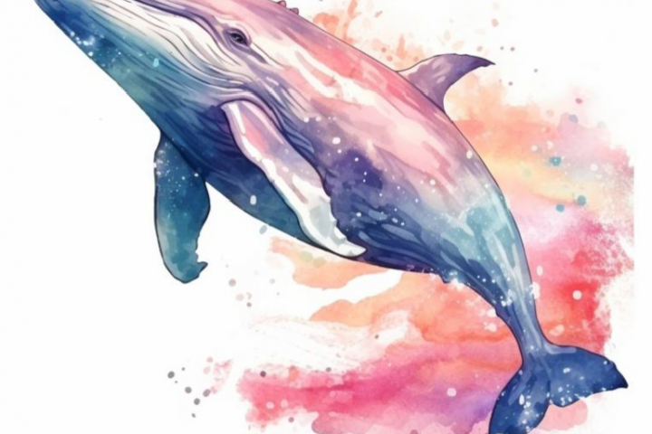 Акварельная иллюстрация кит