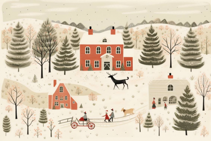 Акварельная иллюстрация новогодняя открытка