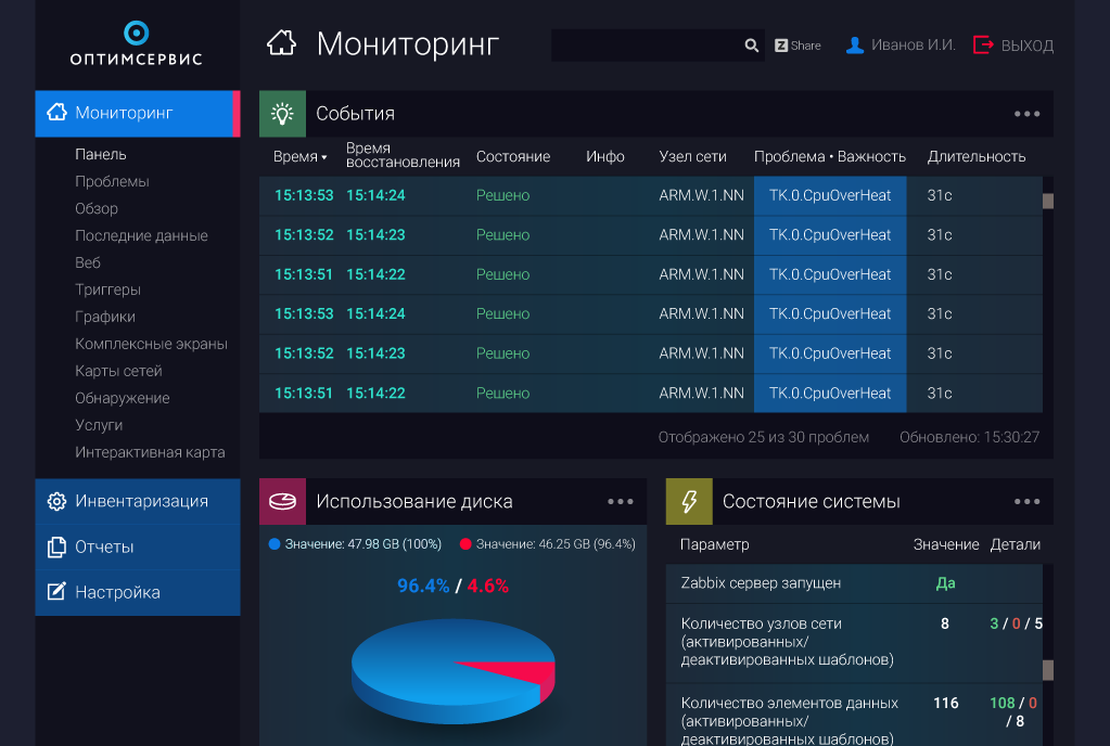 Дизайн интерфейса ОПТИМСЕРВИС
