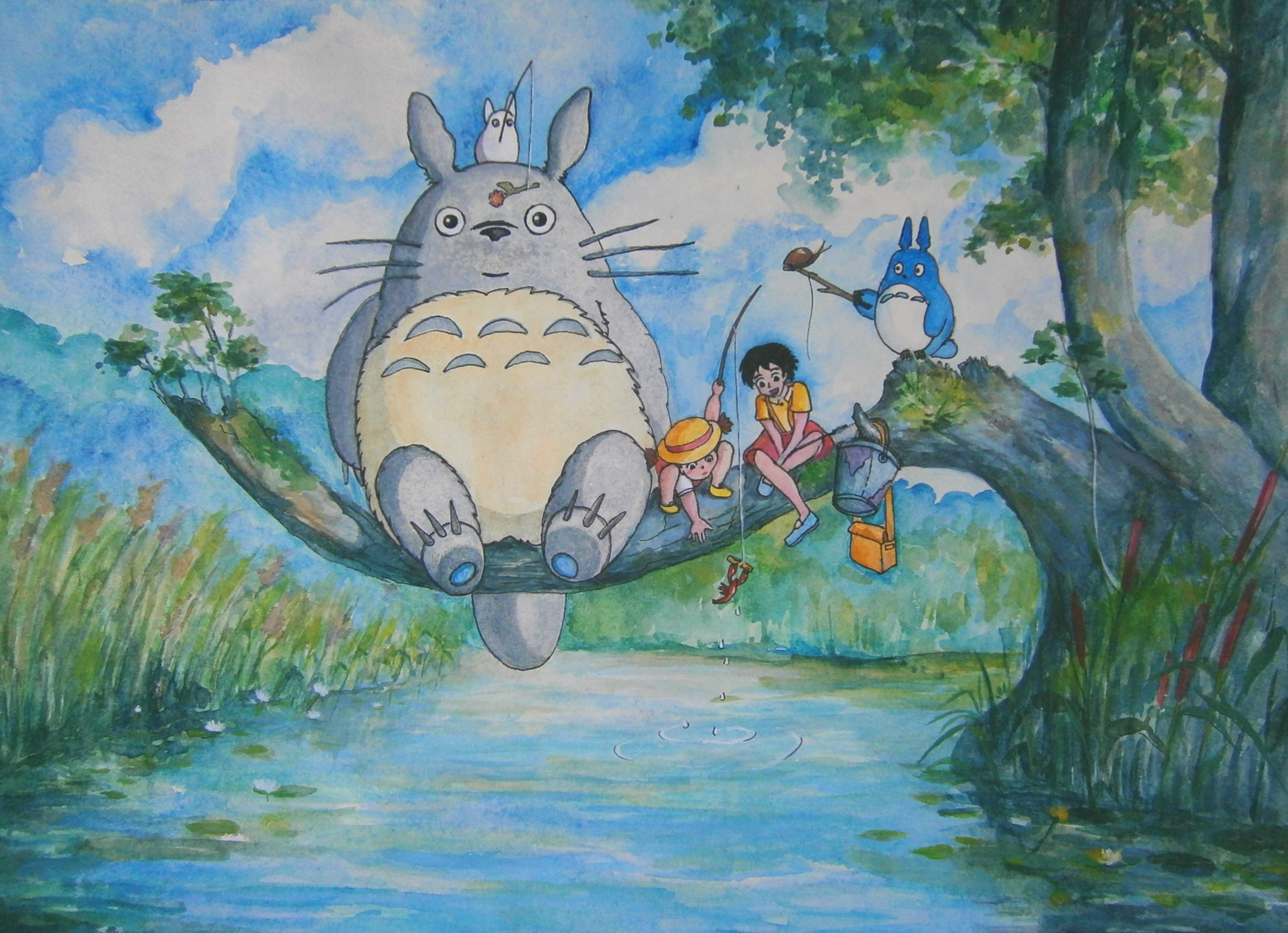 Мой сосед Тоторо - Акварель, акрил, линер, А3, 2021.jpg