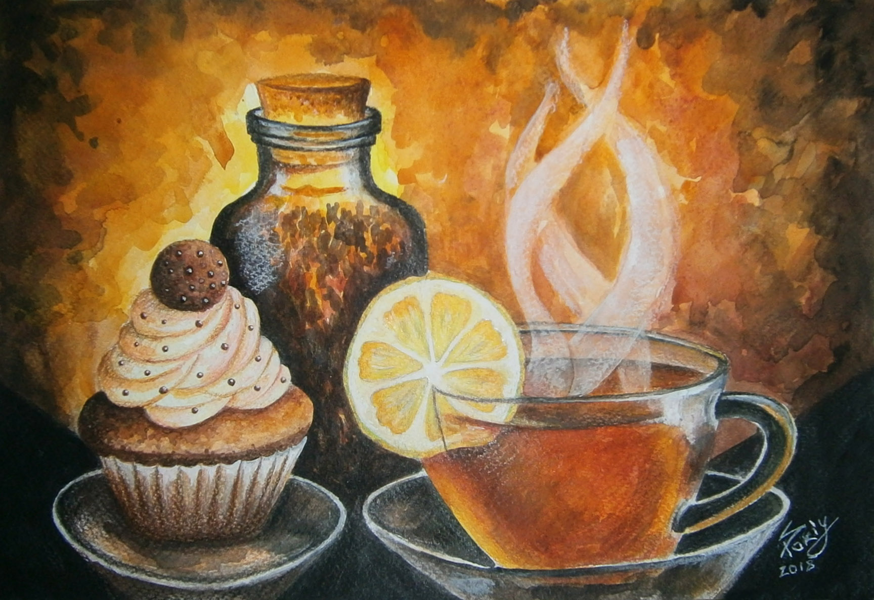 Чайная церемония 2 - Акварель, цв. карандаш, 2018.jpg