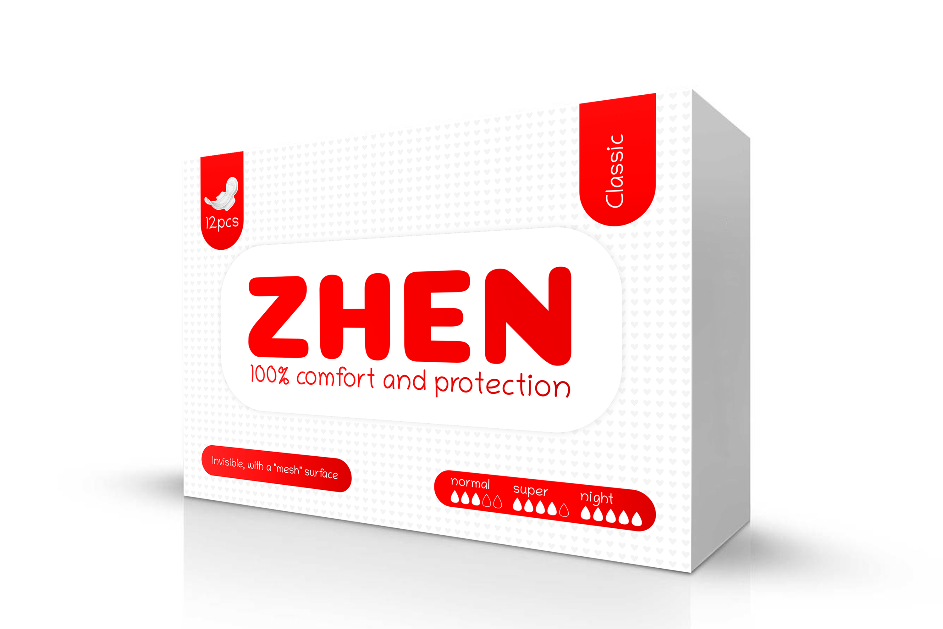 Дизайн упаковки для прокладок "ZHEN"