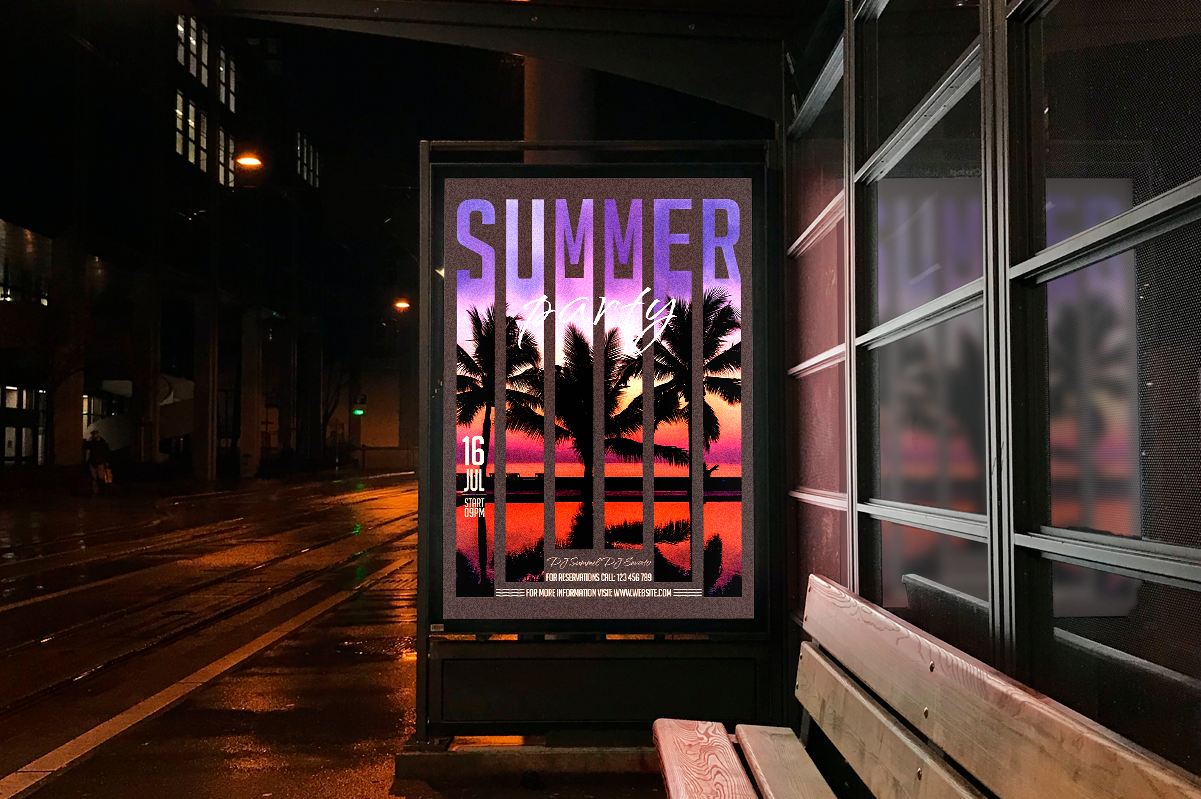 Баннер для наружной рекламы, рекламирующий клубное мероприятие