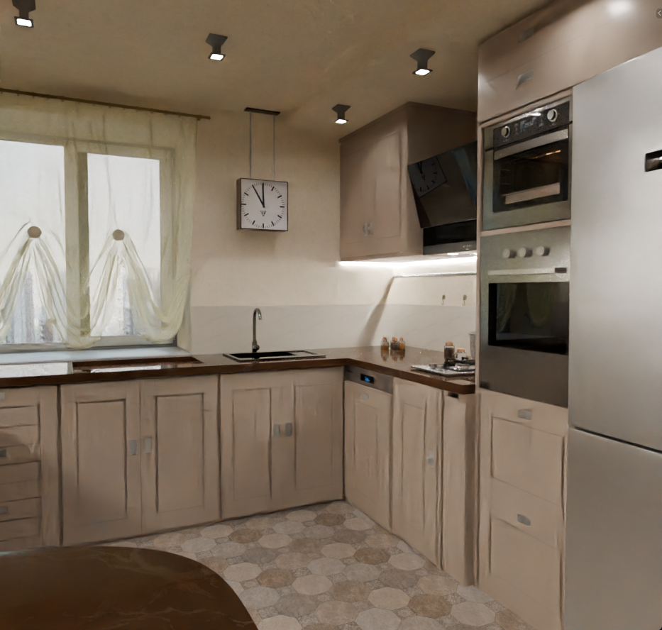 Визуализация: Совмещенная кухня-коридор