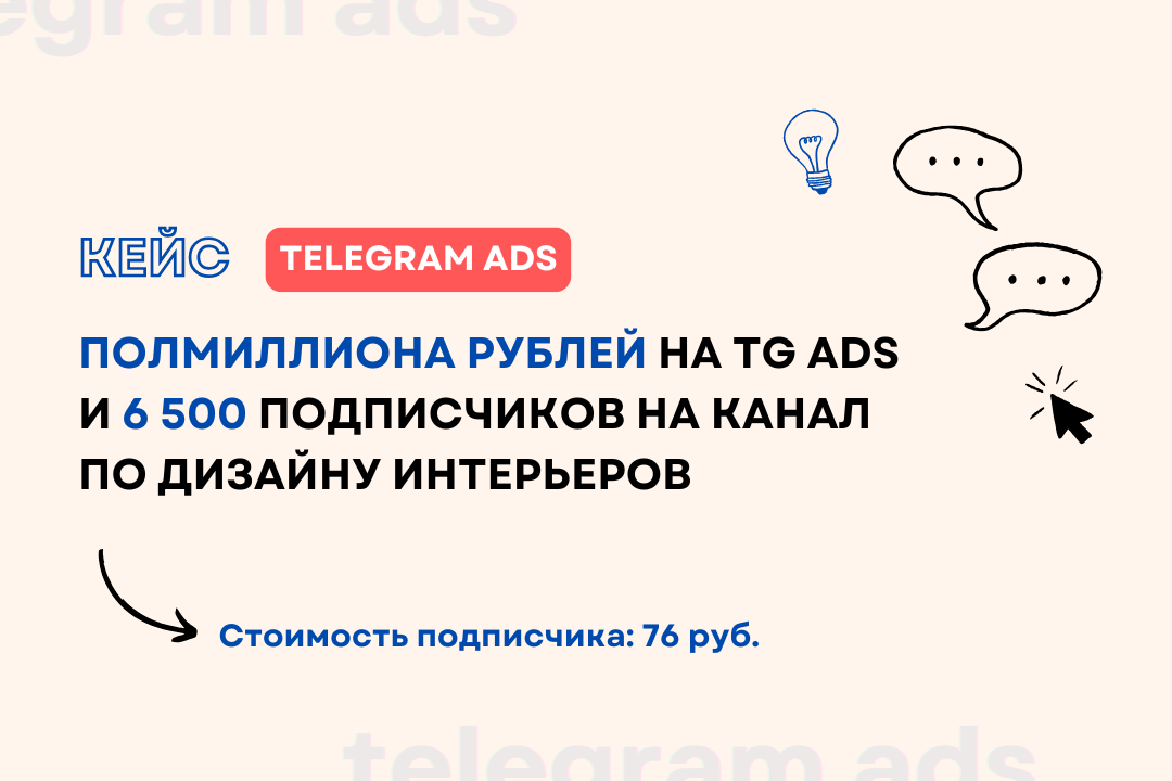 Кейс: Полмиллиона рублей на TG Ads и 6 500 подписчиков на канал по дизайну интерьеров