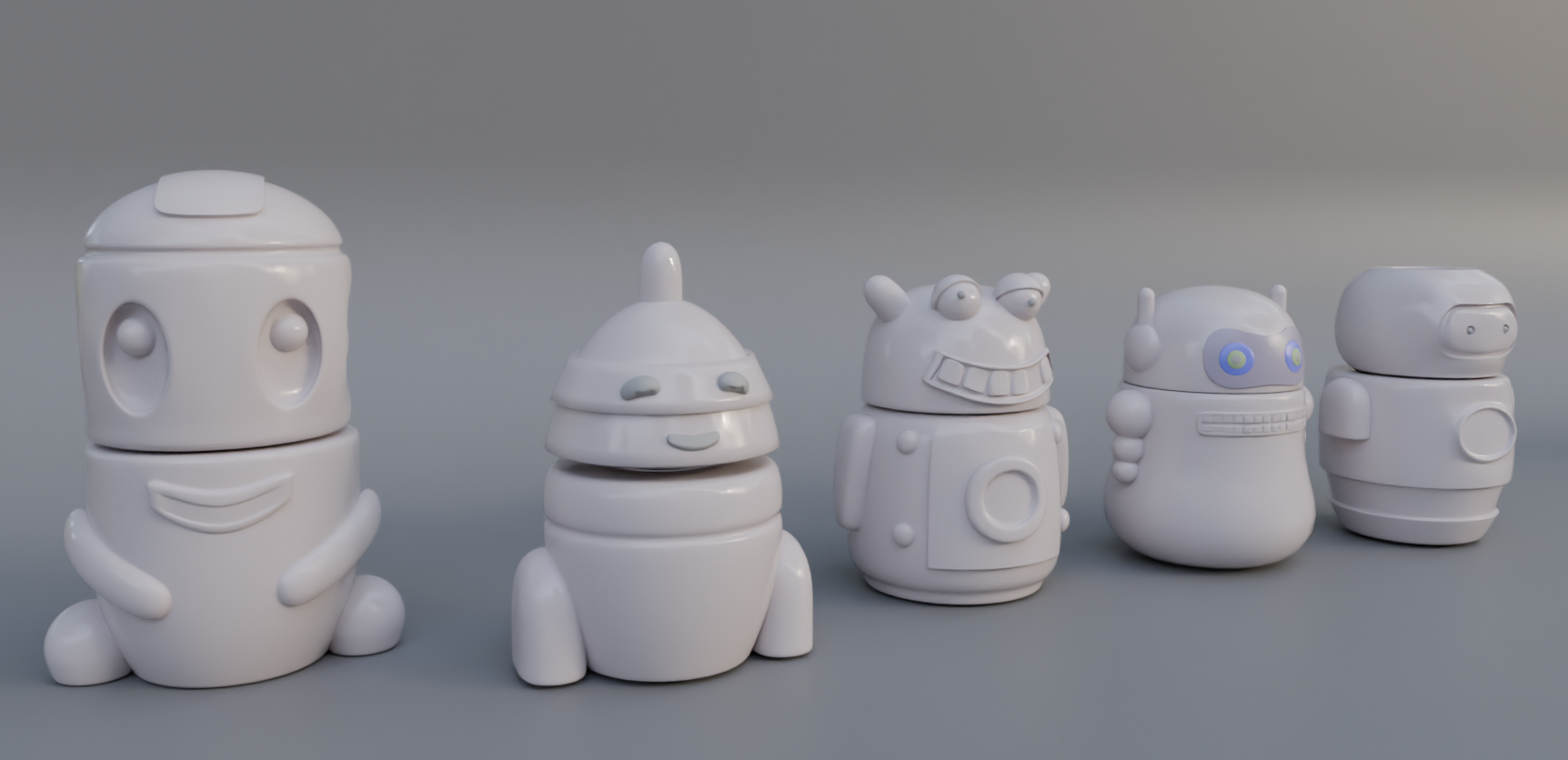 Роботы стилизованные - подсвечники под печать и литье