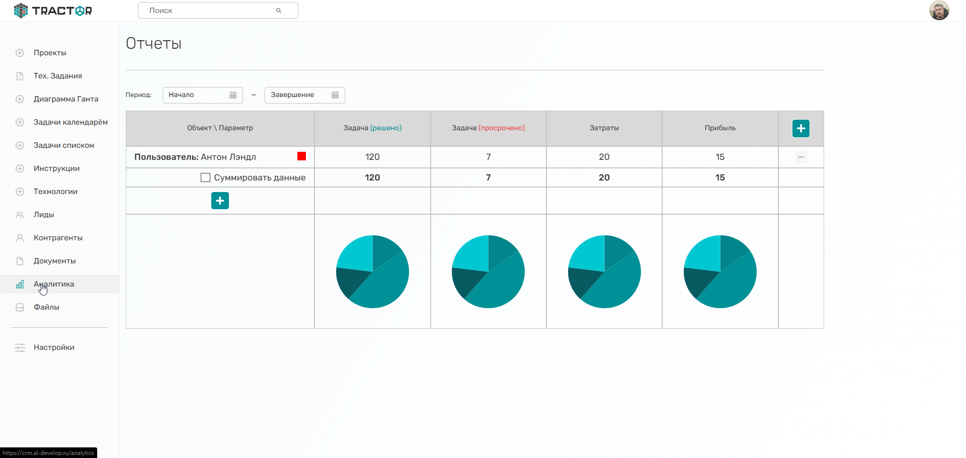 CRM для компании "Tractor".