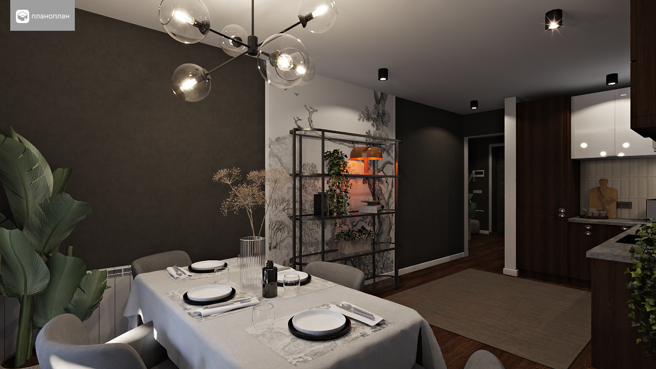 3D Визуализация дизайна интерьера однокомнатной квартиры