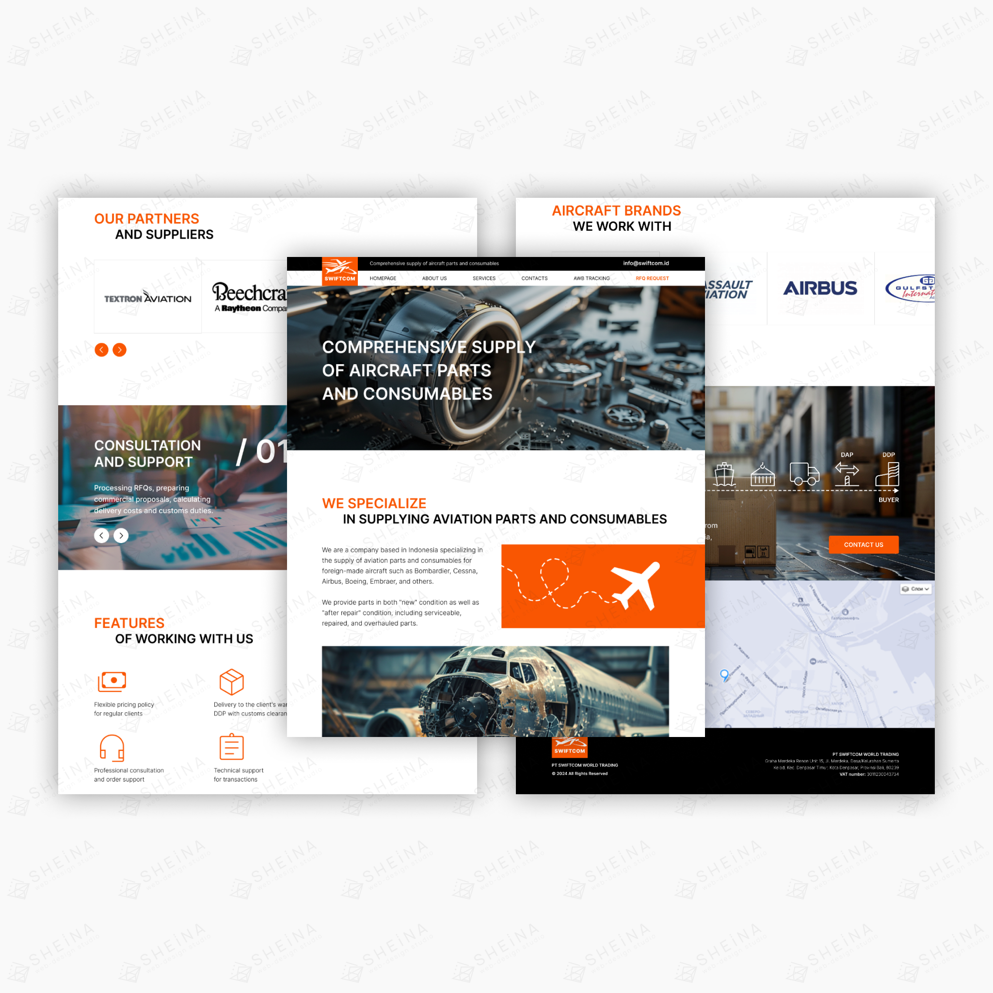 Лендинг на Тильде для Swiftcom ID (авиа запчасти), Индонезия