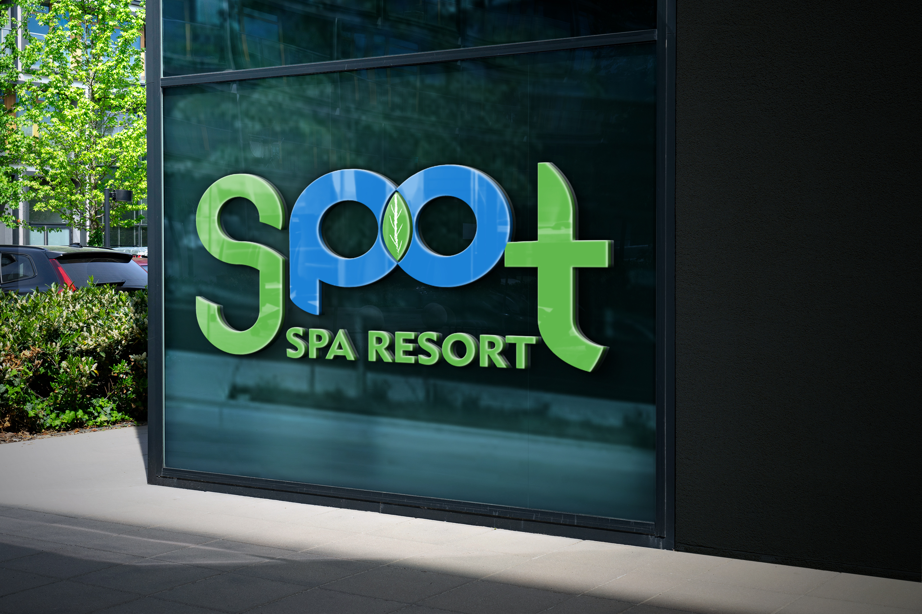 Free Editable Out-Of-Glass Office Building 3D Logo Mockup копия 