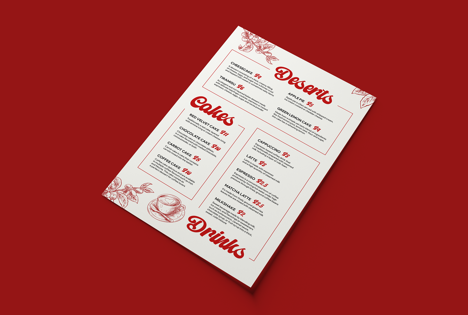 Меню пекарни Bake&Cake