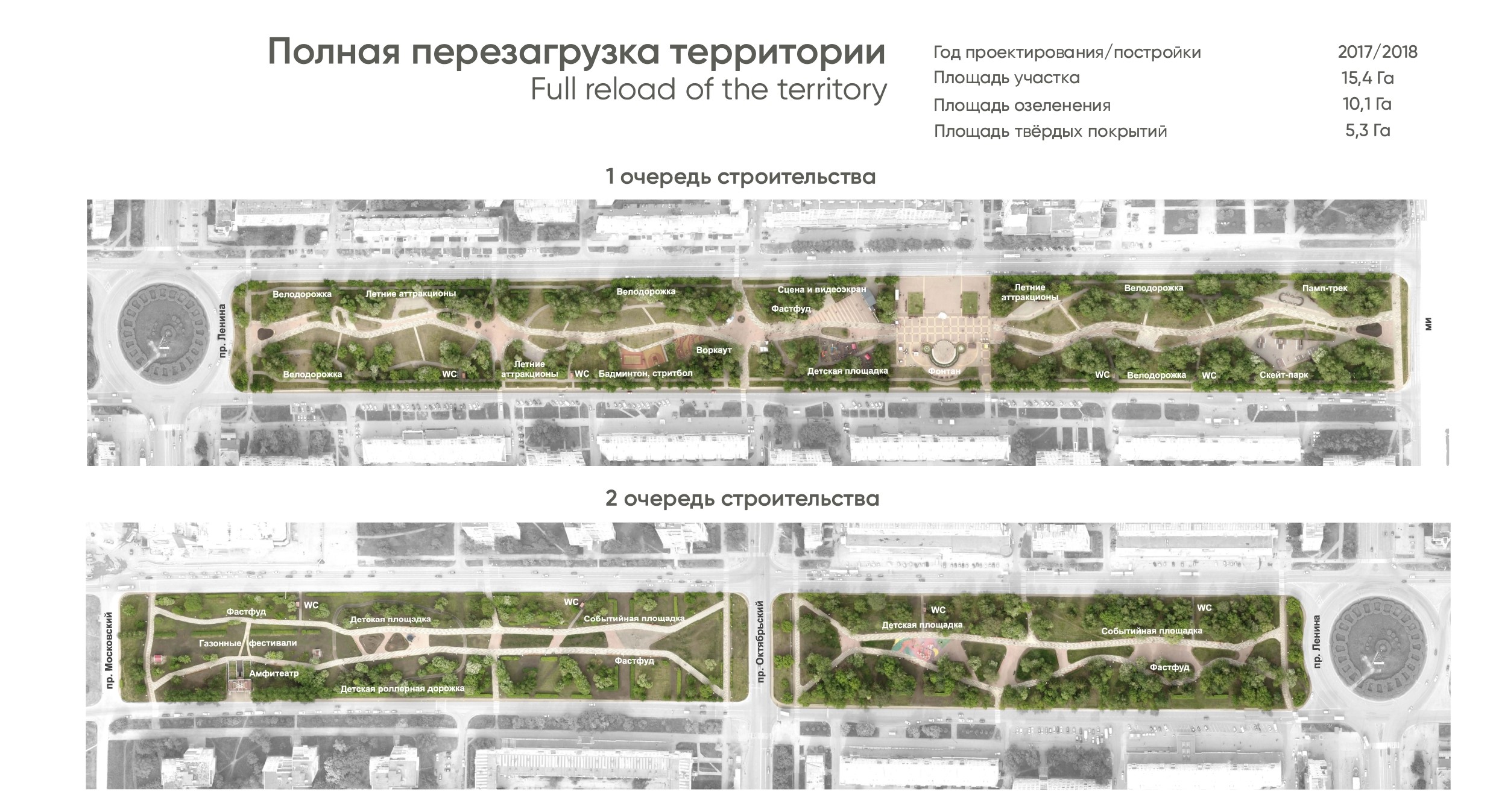 Реконструкция Бульвара Строителей в линейный парк, Ленинский р-о