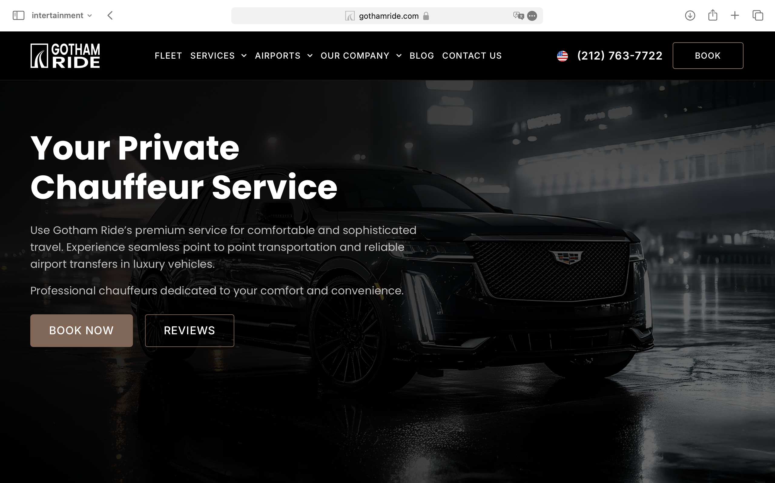 Сайт для компании элитного такси в Нью-Йорке - Gotham