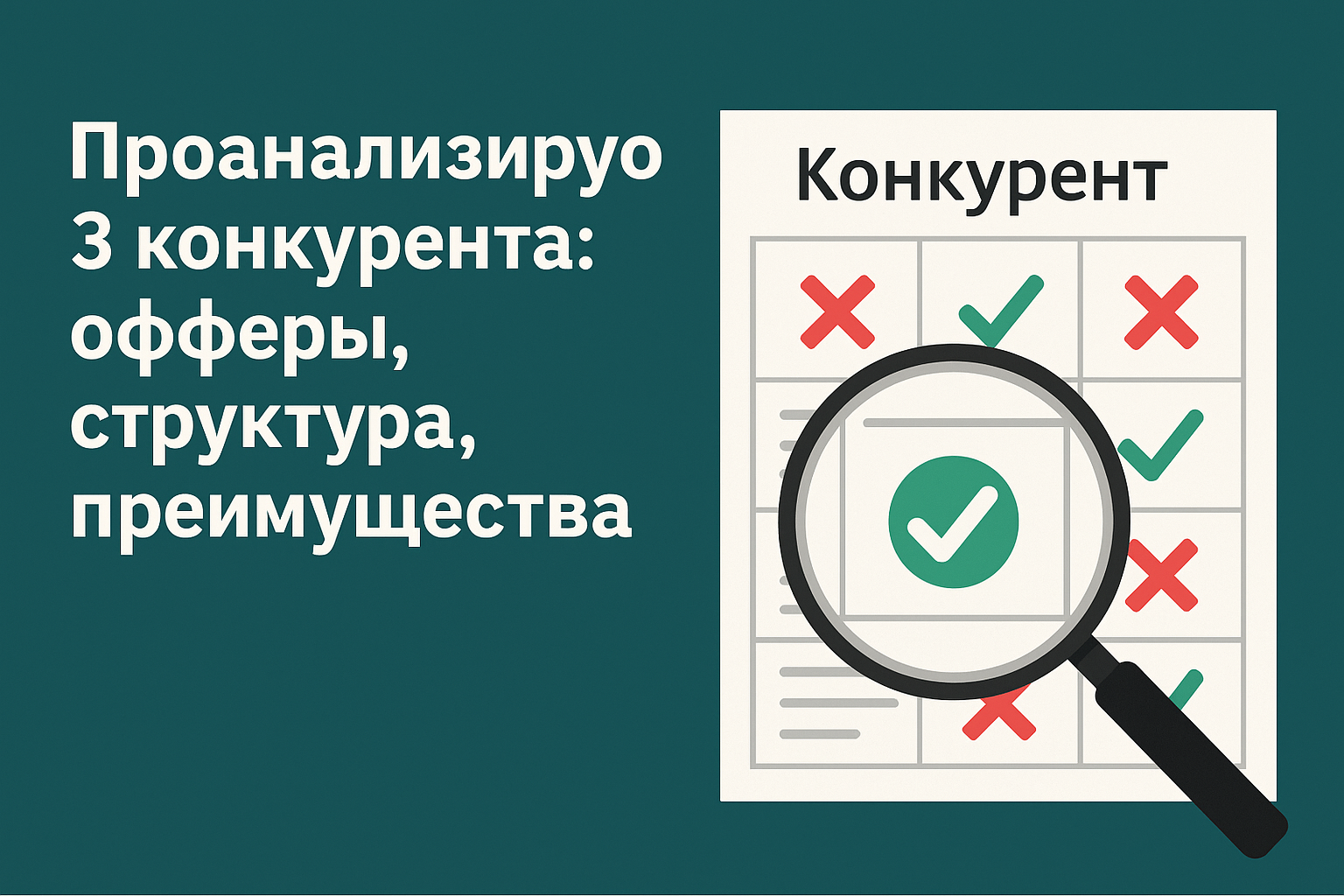 Проанализирую 3 конкурента: офферы, структура, преимущества