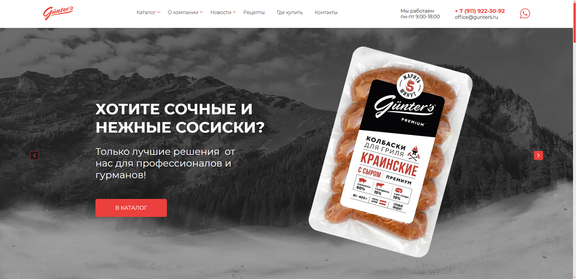 Корпоративный сайт Gunters