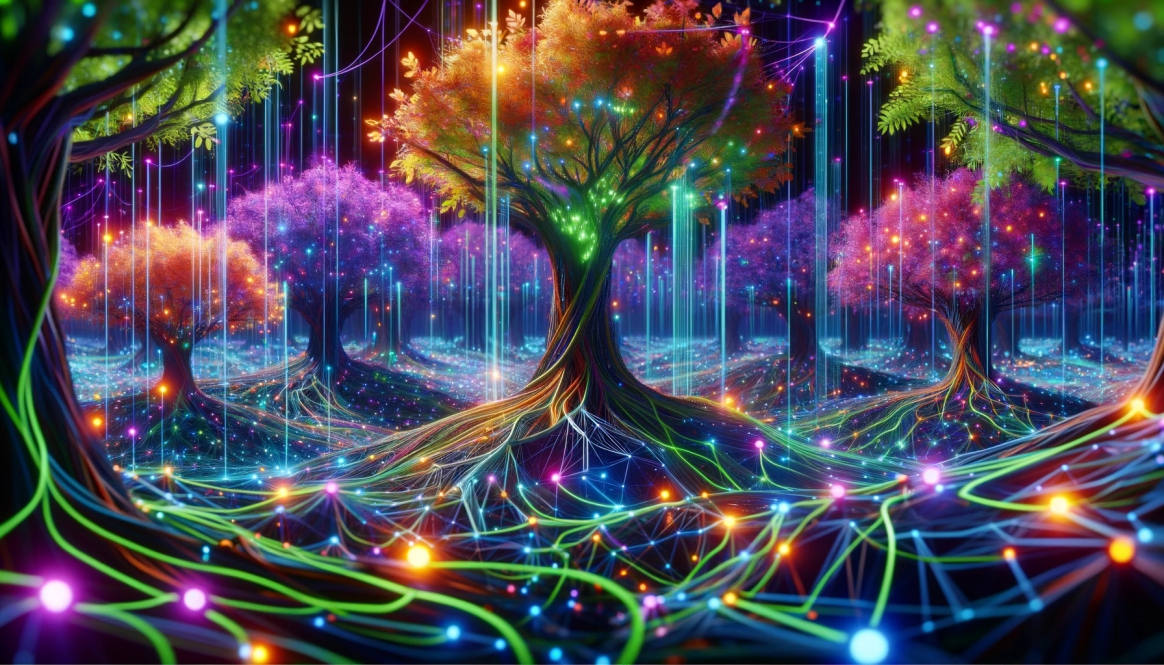 DALL·E 2024-04-20 15.24.33 - An intricate digital forest, where 