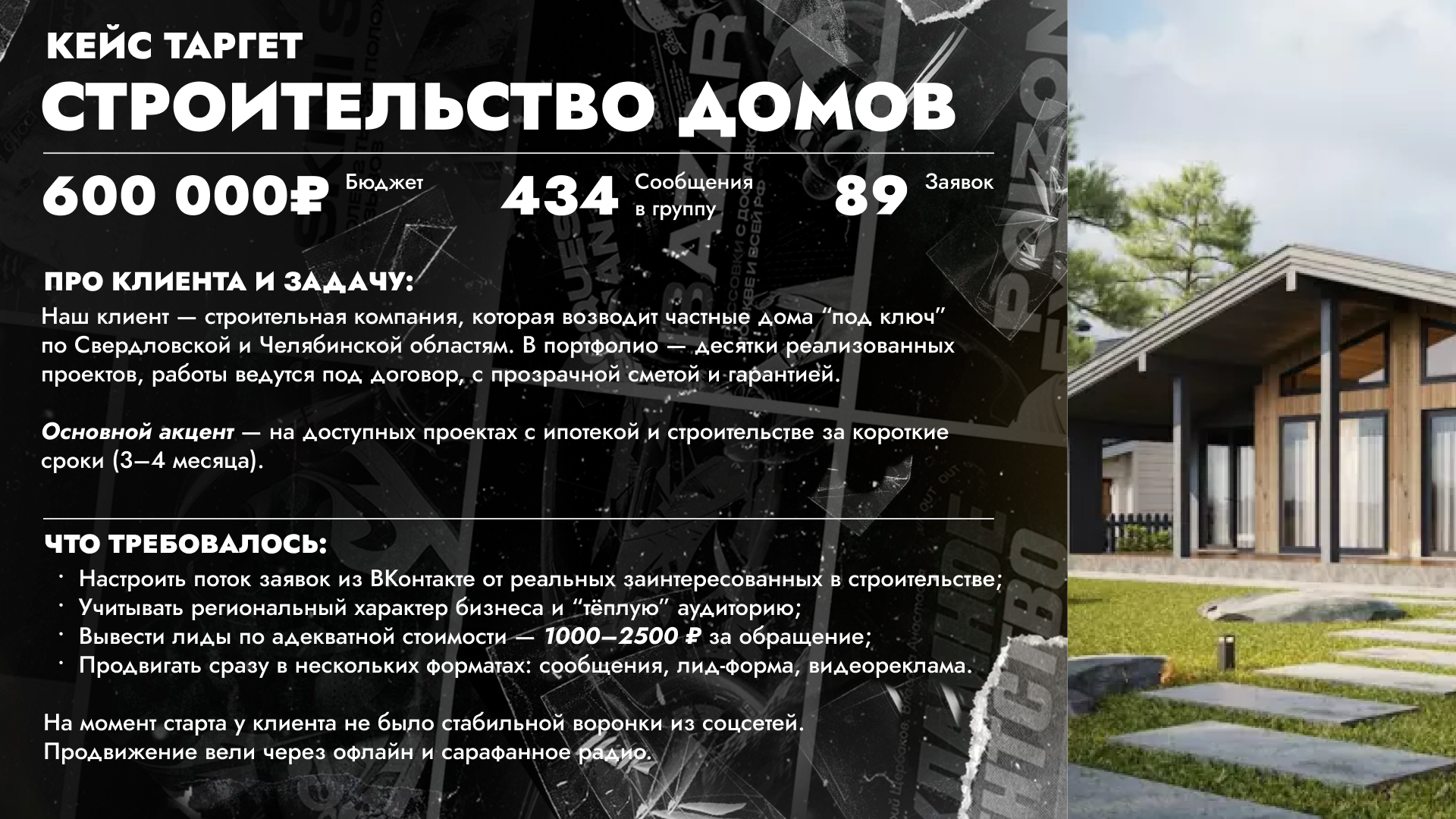 Таргетированая реклама ВК - строительство домов