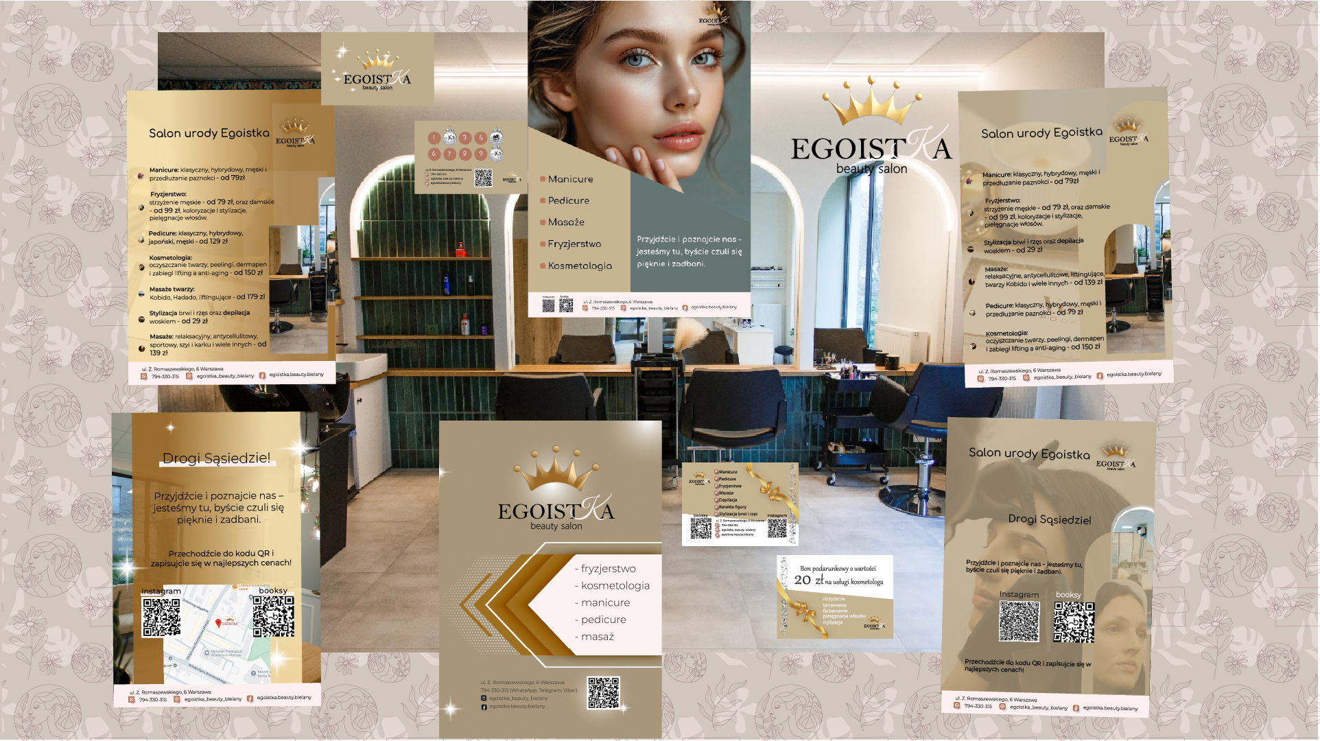 Egoistka Beauty: Рекламные макеты для салона красоты "Эгоистка", разные виды печатной продукции.