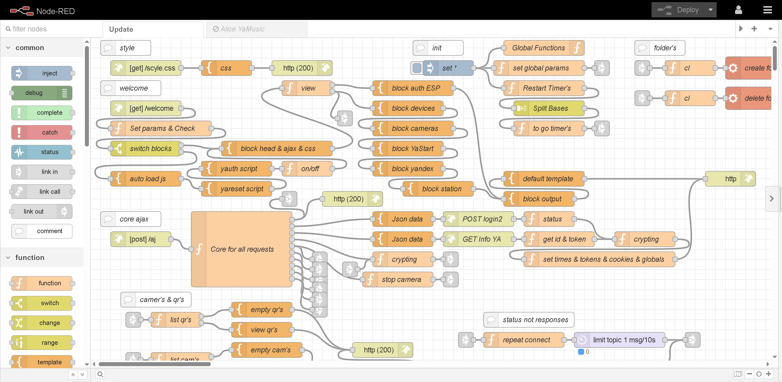 Node-red/Node.js/JS/JQuery/Ajax/GET/POST/API/ESP/Cloud/Web/CSS/Python/TLS/MQTT/Armbian/Ffmpeg